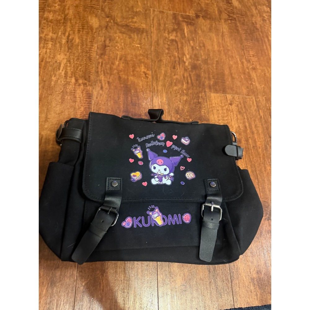 Sanrio Kuromi Black Canvas Messenger Bag Satchel Crossbody
